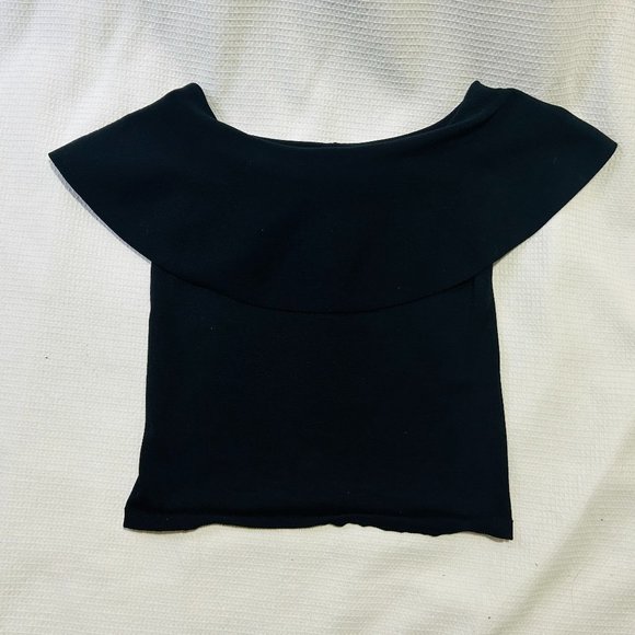 Ann Taylor Factory Tops - Ann Taylor Black On/Off Shoulder Knit Top | Size Medium